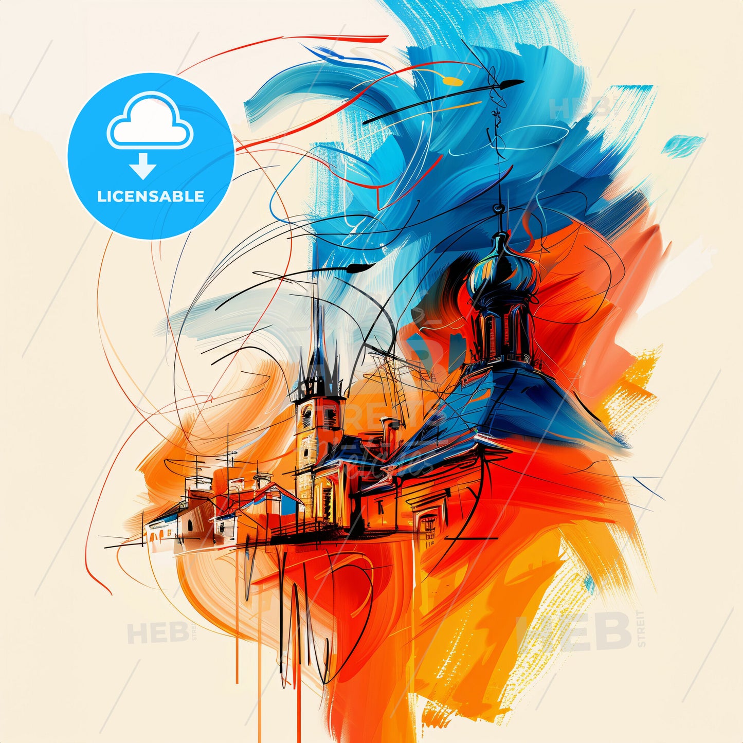 Vibrant Oakville, Canada - A Painting Of Buildings And Towers