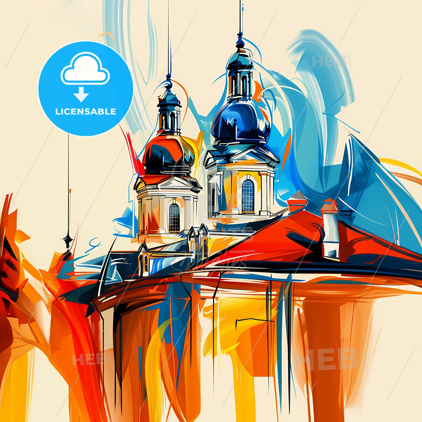 Vibrant Olathe, Kansas - A Painting Of A Building With A Colorful Roof