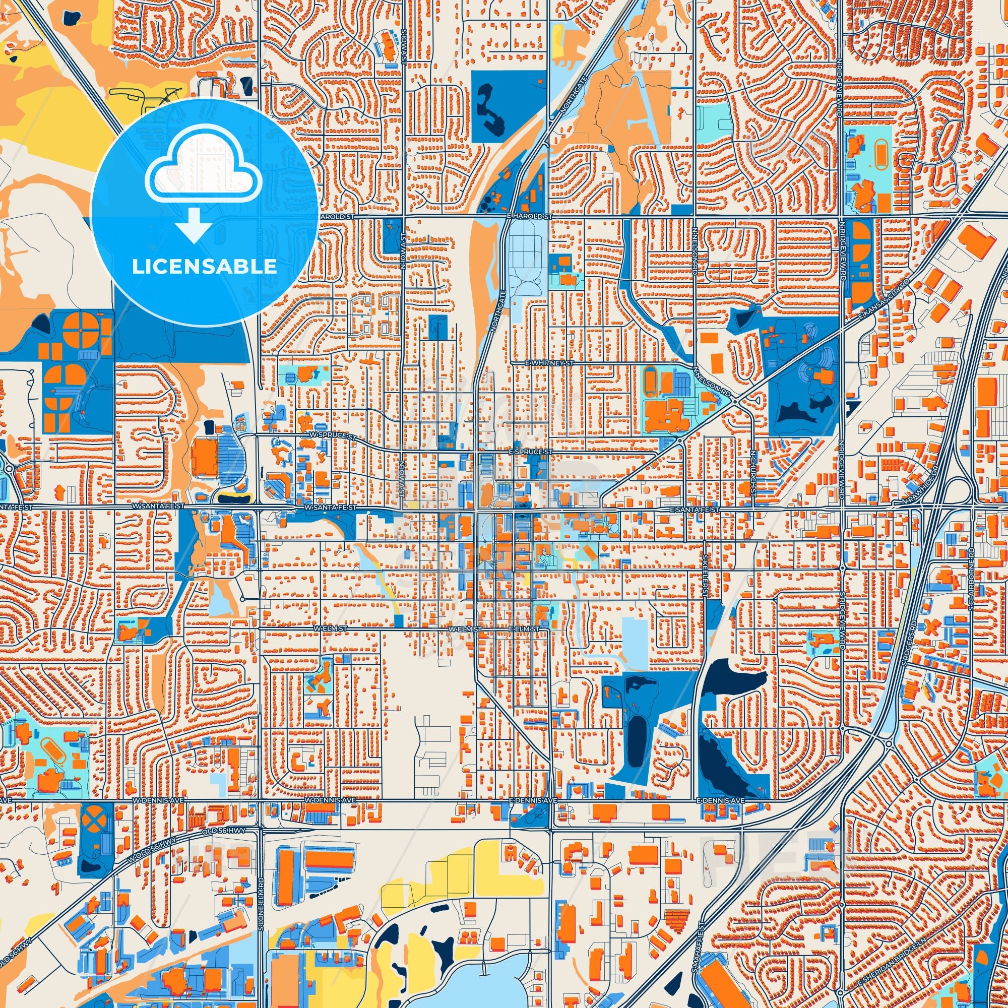 Colorful Olathe Street Map - Digital Download – HEBSTREITS