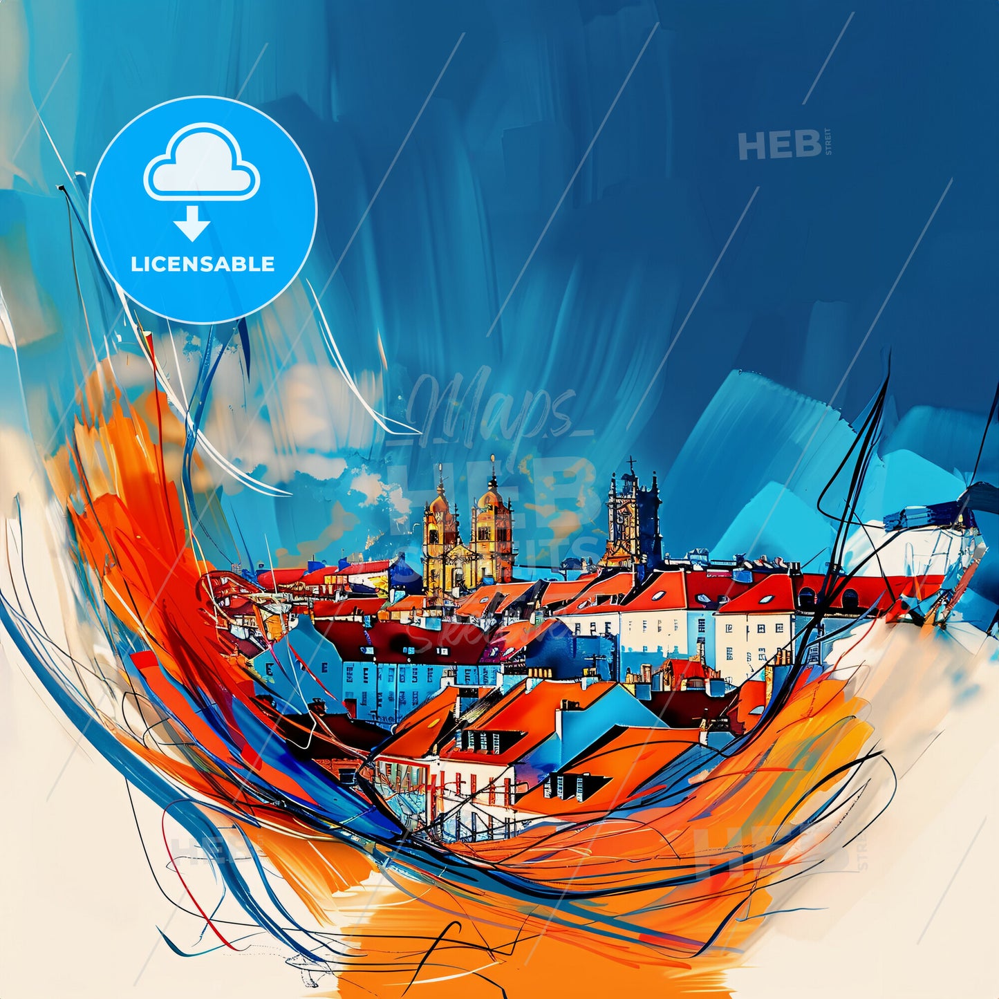 Vibrant Oldham, England - A Colorful Painting Of A City