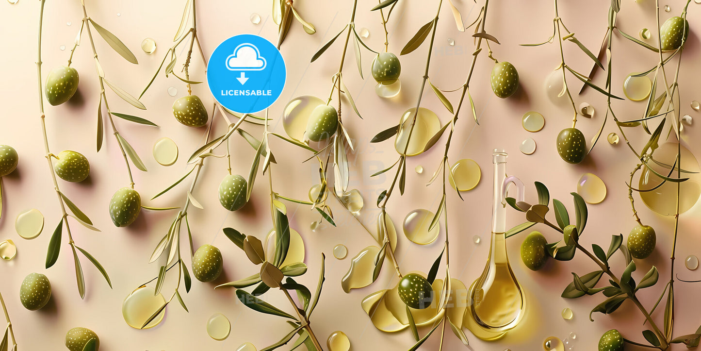 Olive Oil Art Background Header Copy Space Vibrant Painting Olives Oil Canvas