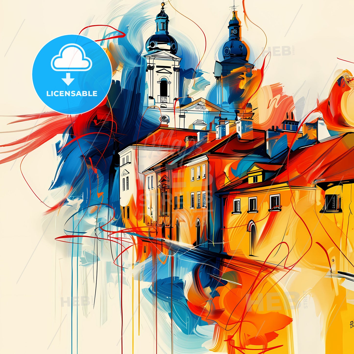 Vibrant Olsztyn, Poland - A Colorful Painting Of Buildings