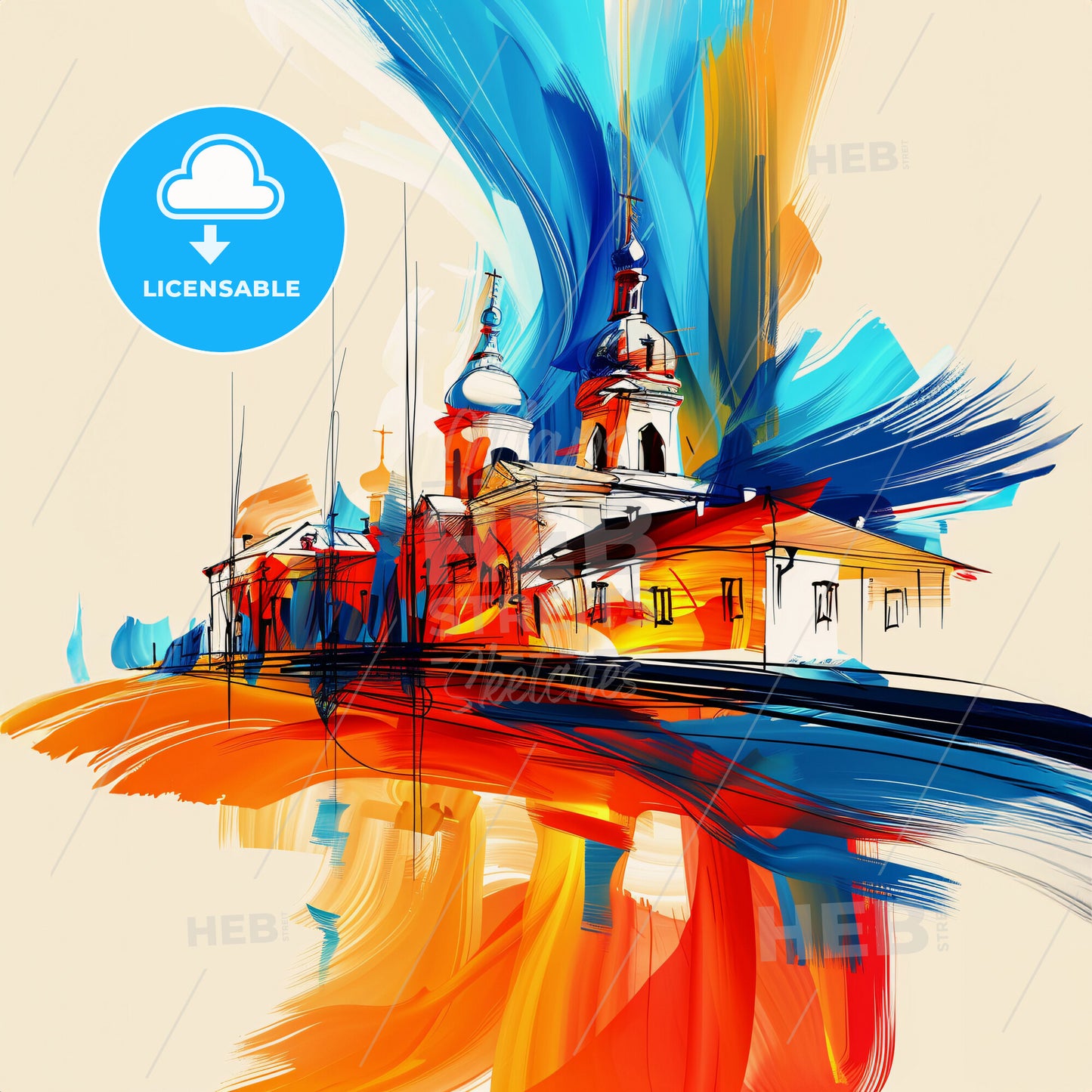 Vibrant Омск, Russia - A Painting Of A Building