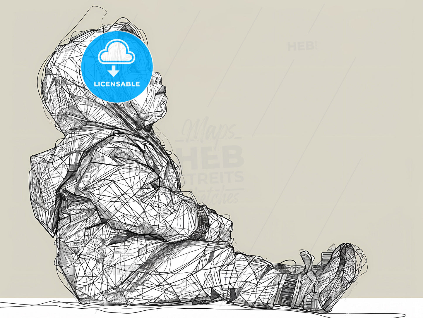 Artistic Line Art Baby Sketch: Vibrant Drawing with Minimalist Expressions