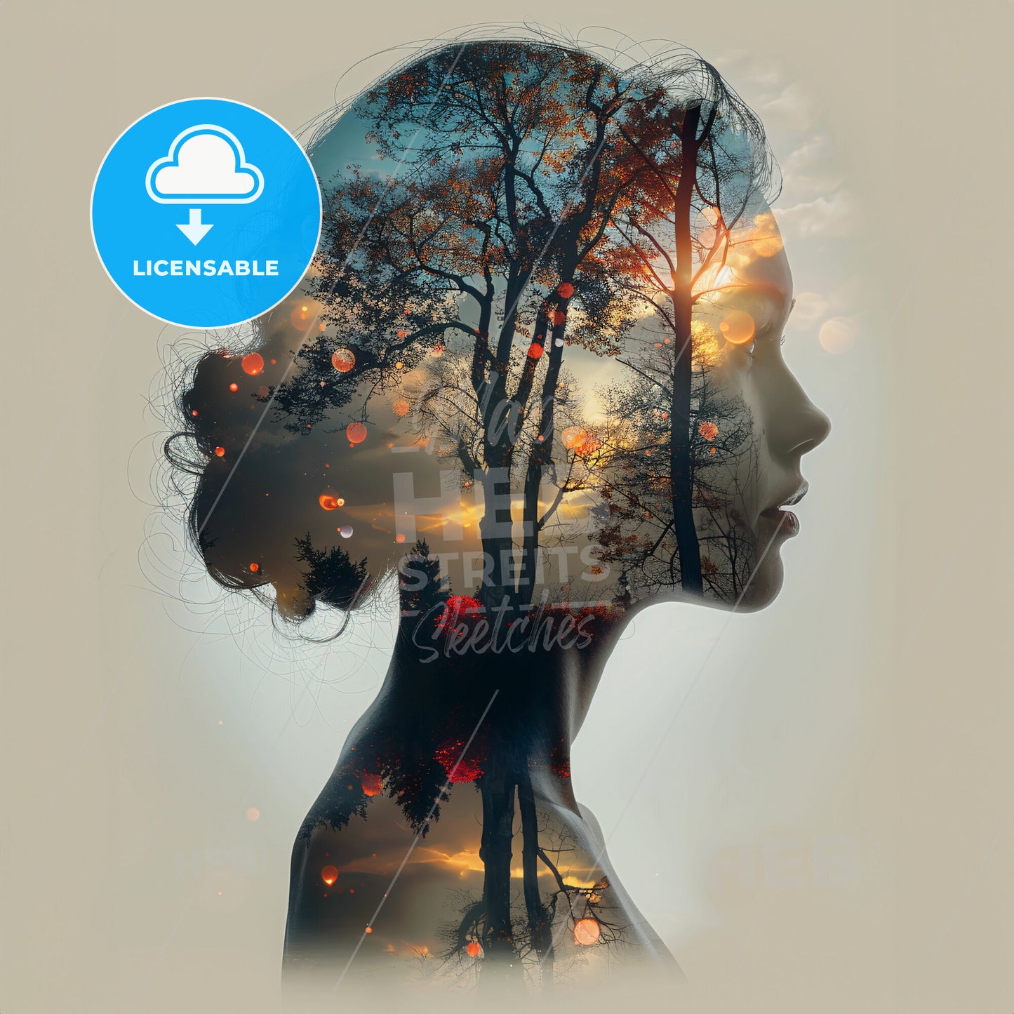 Operational Insights: Behind the Scenes - A womans profile with trees and lights