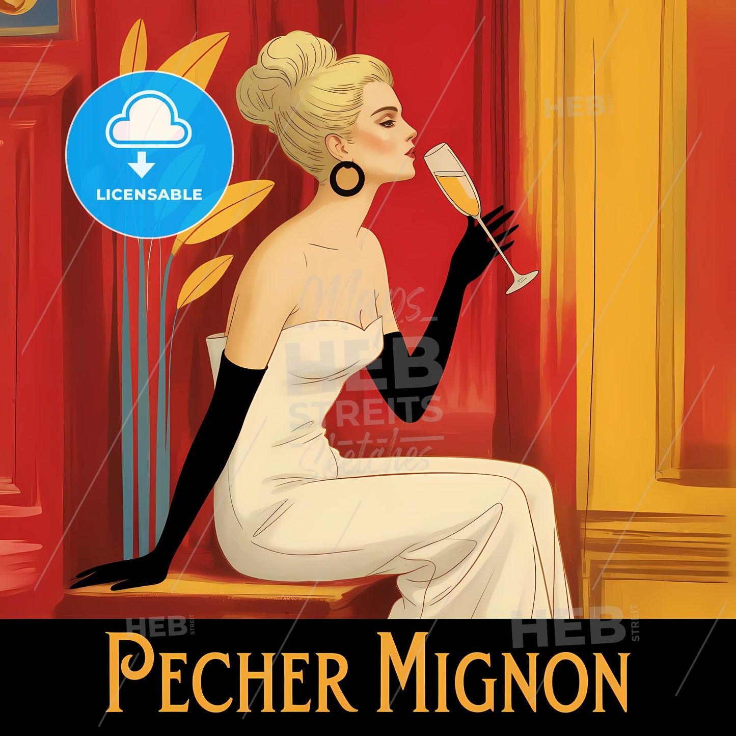 Opulent Art Nouveau Elegance: Vintage Celebration in Red and Gold