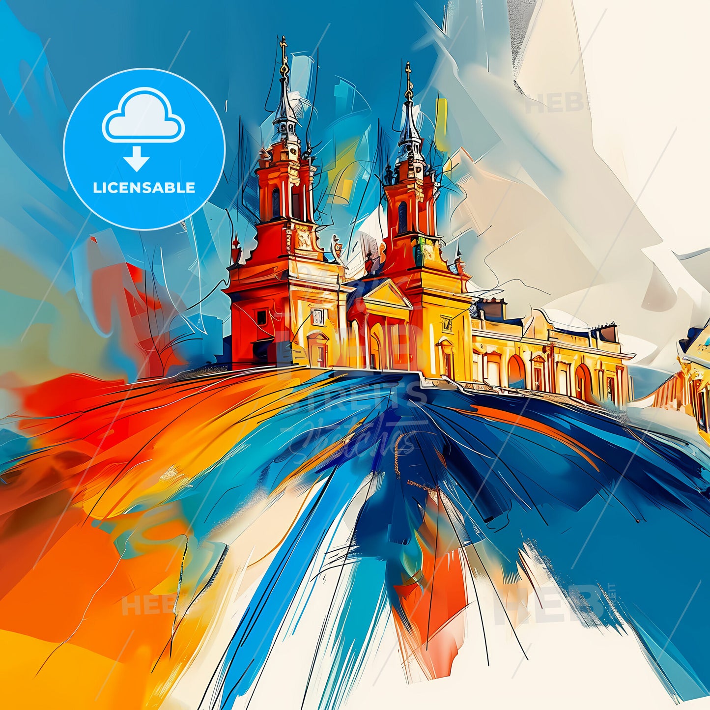 Vibrant Oxford, England - A Painting Of A Building With Towers