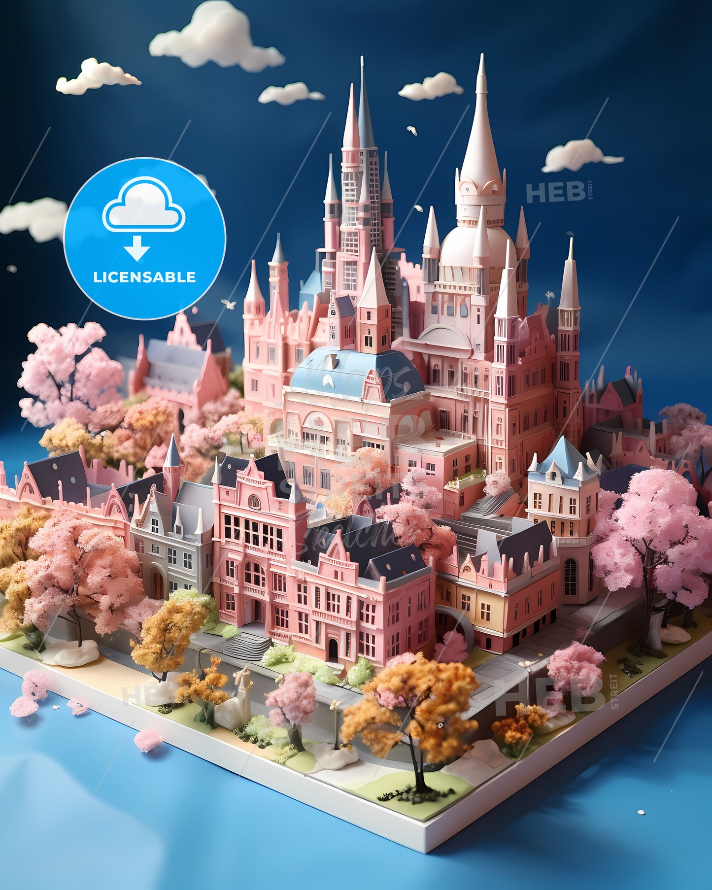 Padang Indonesia Skyline - Fantasy Castle Artwork Vibrant Digital Painting