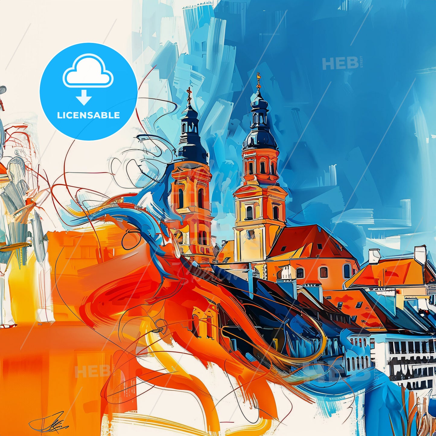 Vibrant Paderborn, Germany - A Painting Of A City