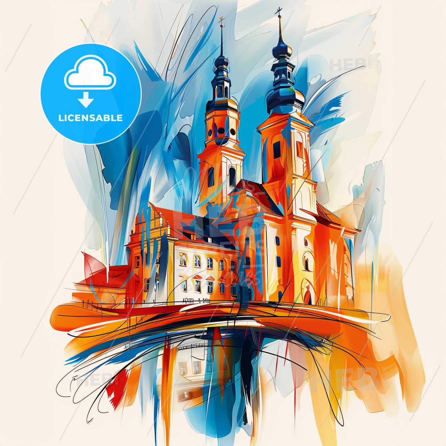 Vibrant Paderborn, Germany - A Painting Of A Building