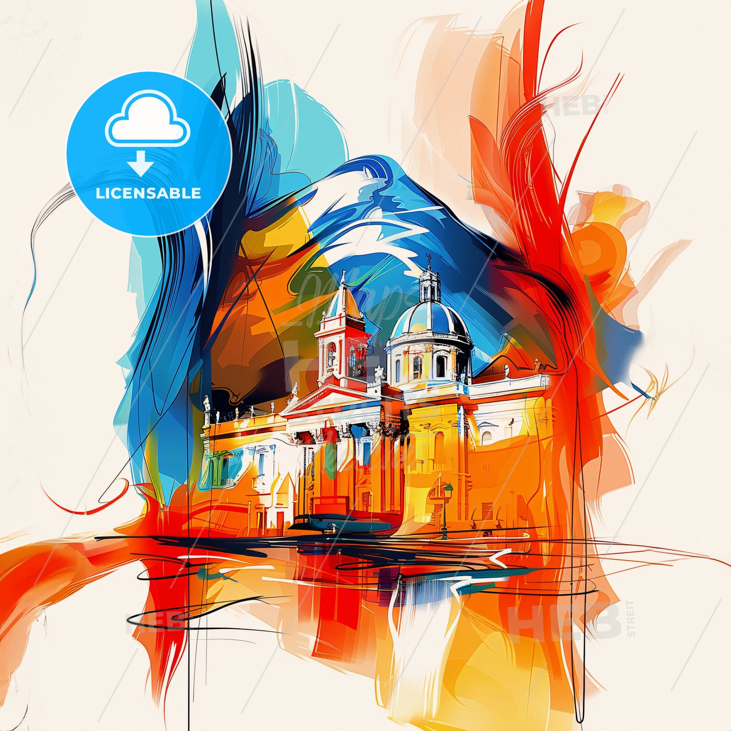 Vibrant Palermo , Italy - A Painting Of A Building