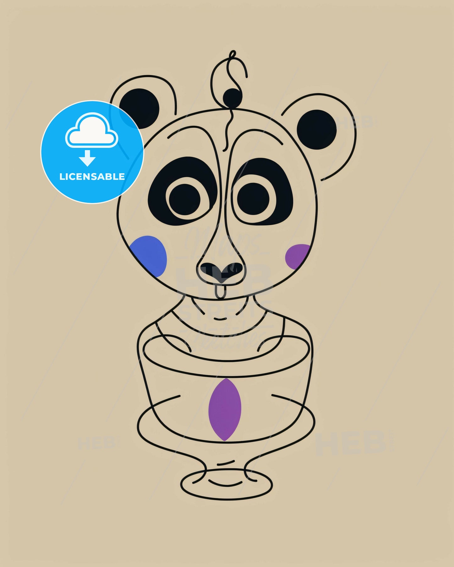 Panda Art: Bold Lines, Serene Hues, Modern Appeal - A drawing of a panda