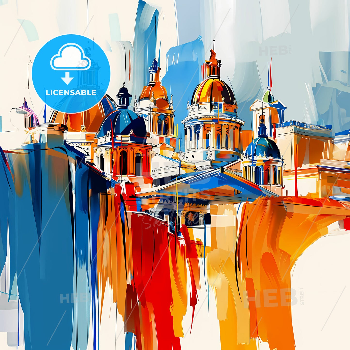 Vibrant Pasadena, California - A Painting Of A Building With Domes