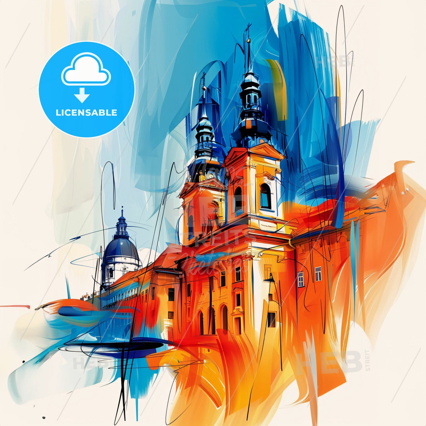 Vibrant Pécs, Hungary - A Painting Of A Building