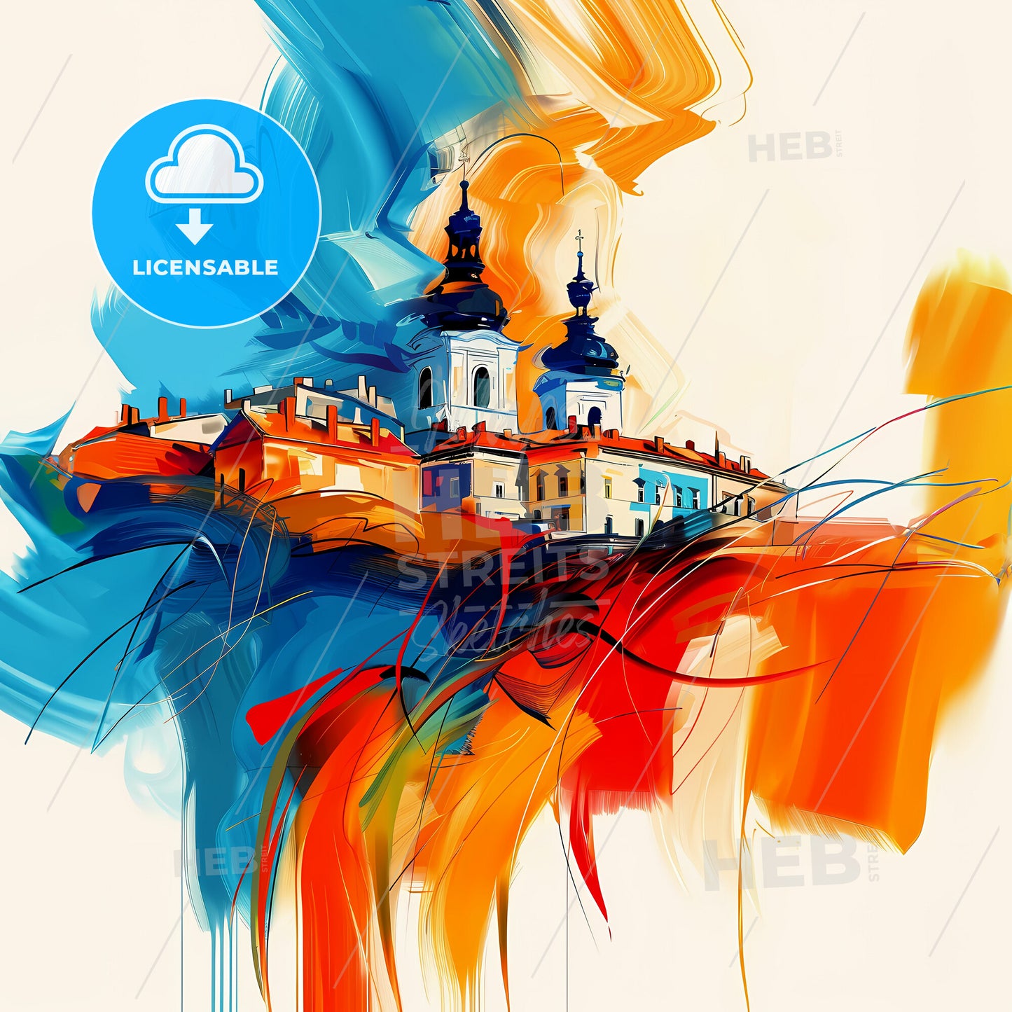 Vibrant Pécs, Hungary - A Painting Of A Building