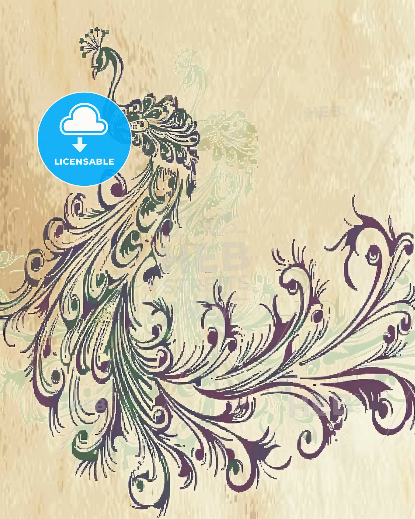 Mystical Spirit Animal Line Art - A peacock drawing on a paper