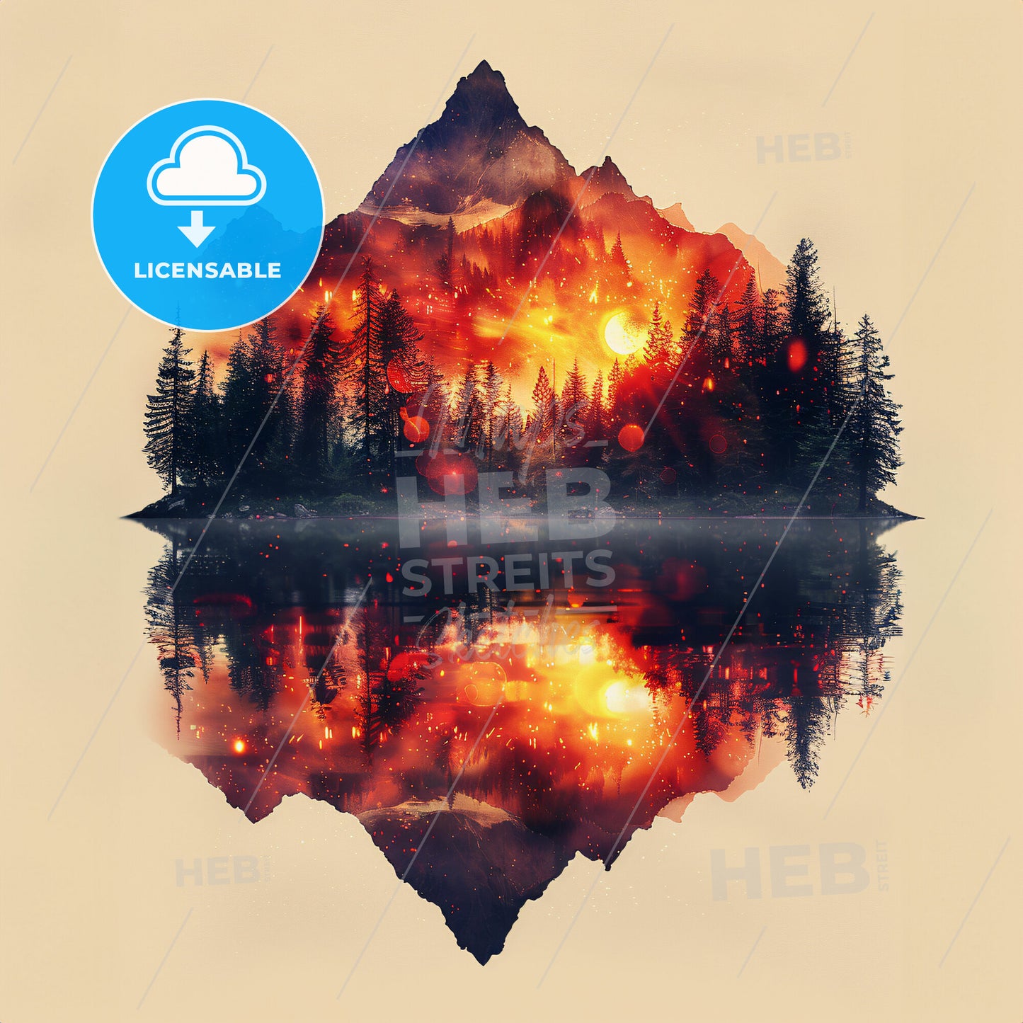 Peaks and Creeks: The Mountain’s Muse - A mountain with trees and fire