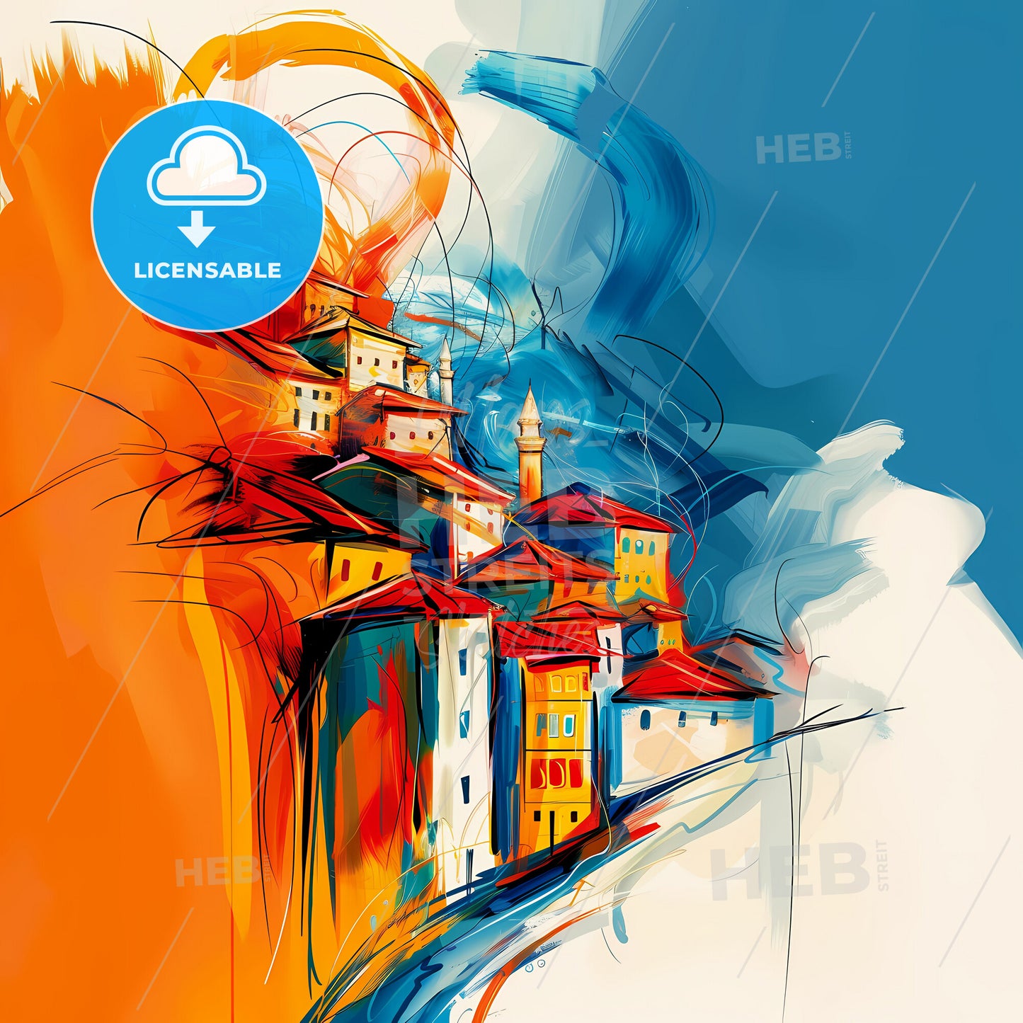 Vibrant Pejë, Kosovo - A Painting Of A Town