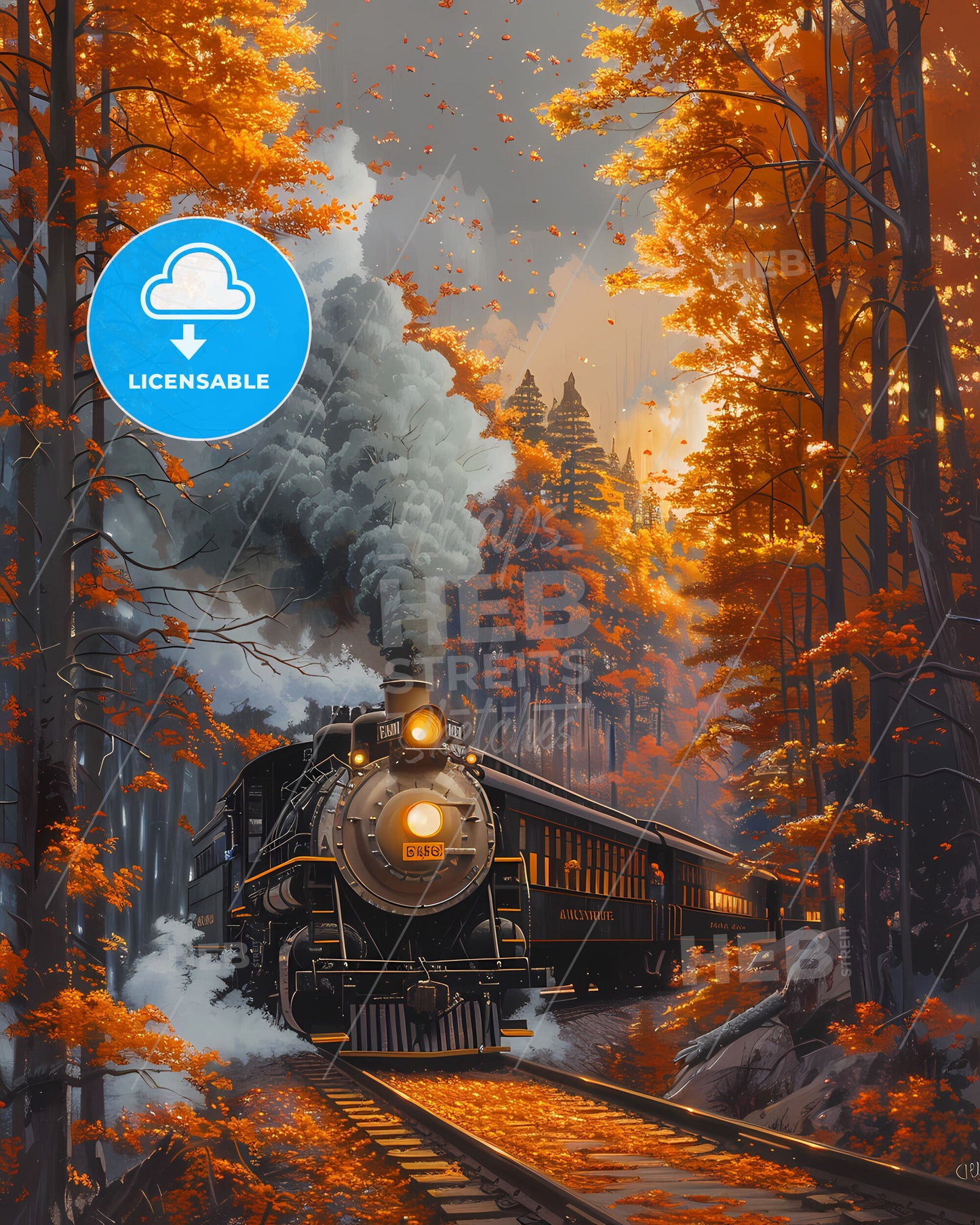 Tranquil Pennsylvania Woods Railway Art - Painted Train in Vibrant Acrylics