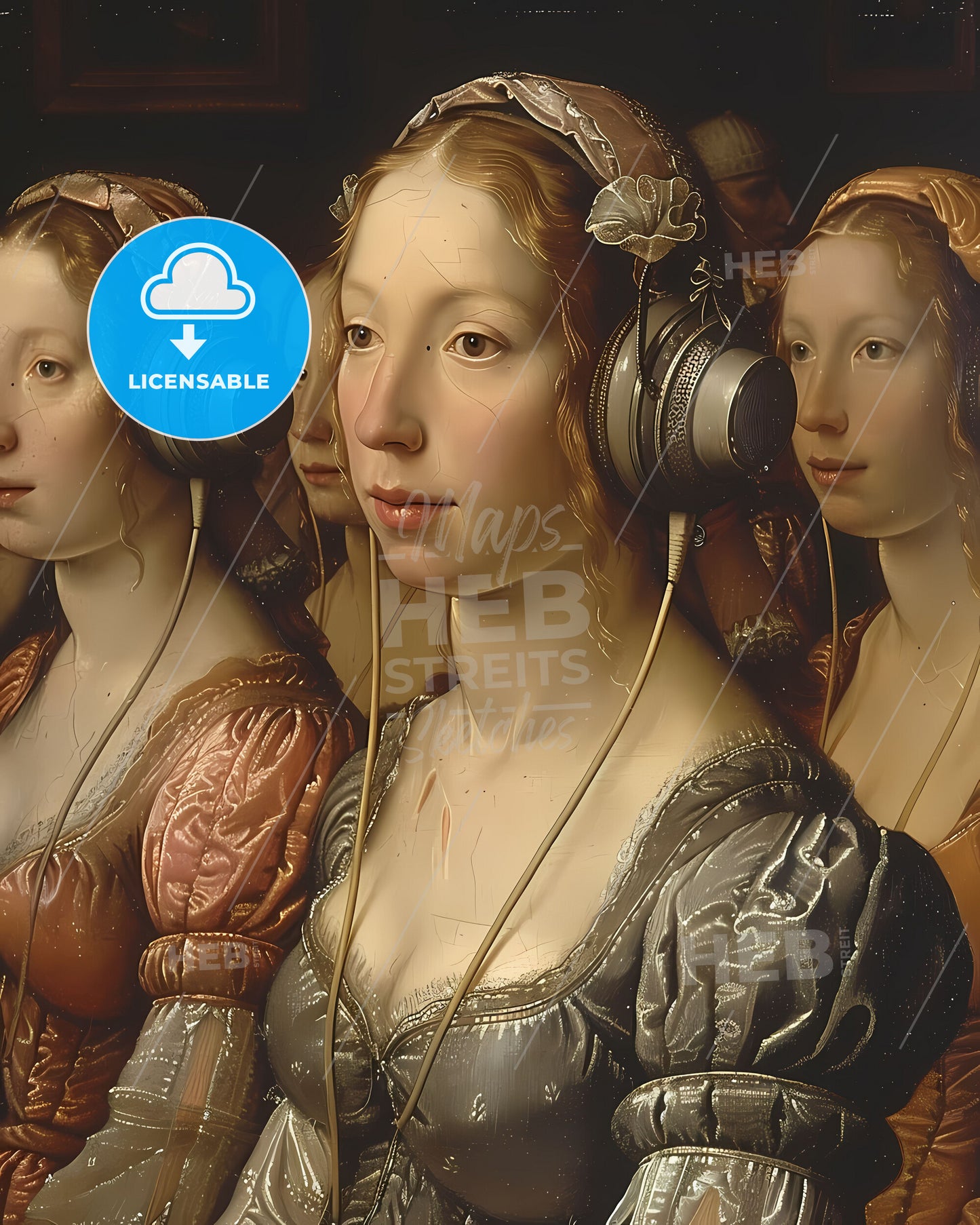 Renaissance Music Painting: Sneakers, Headphones, and Instruments Create Modern Dance