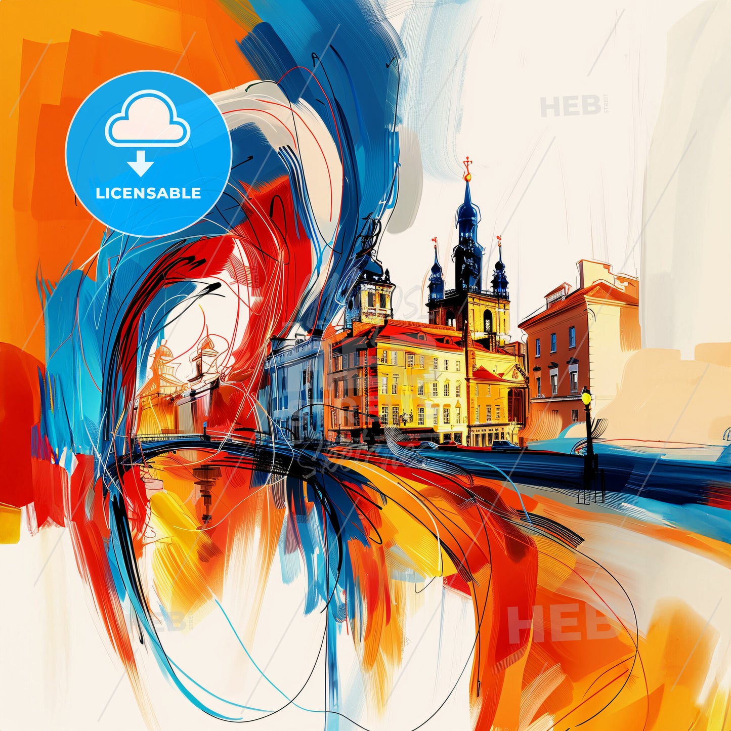 Vibrant Peterborough, England - A Colorful Painting Of A Building