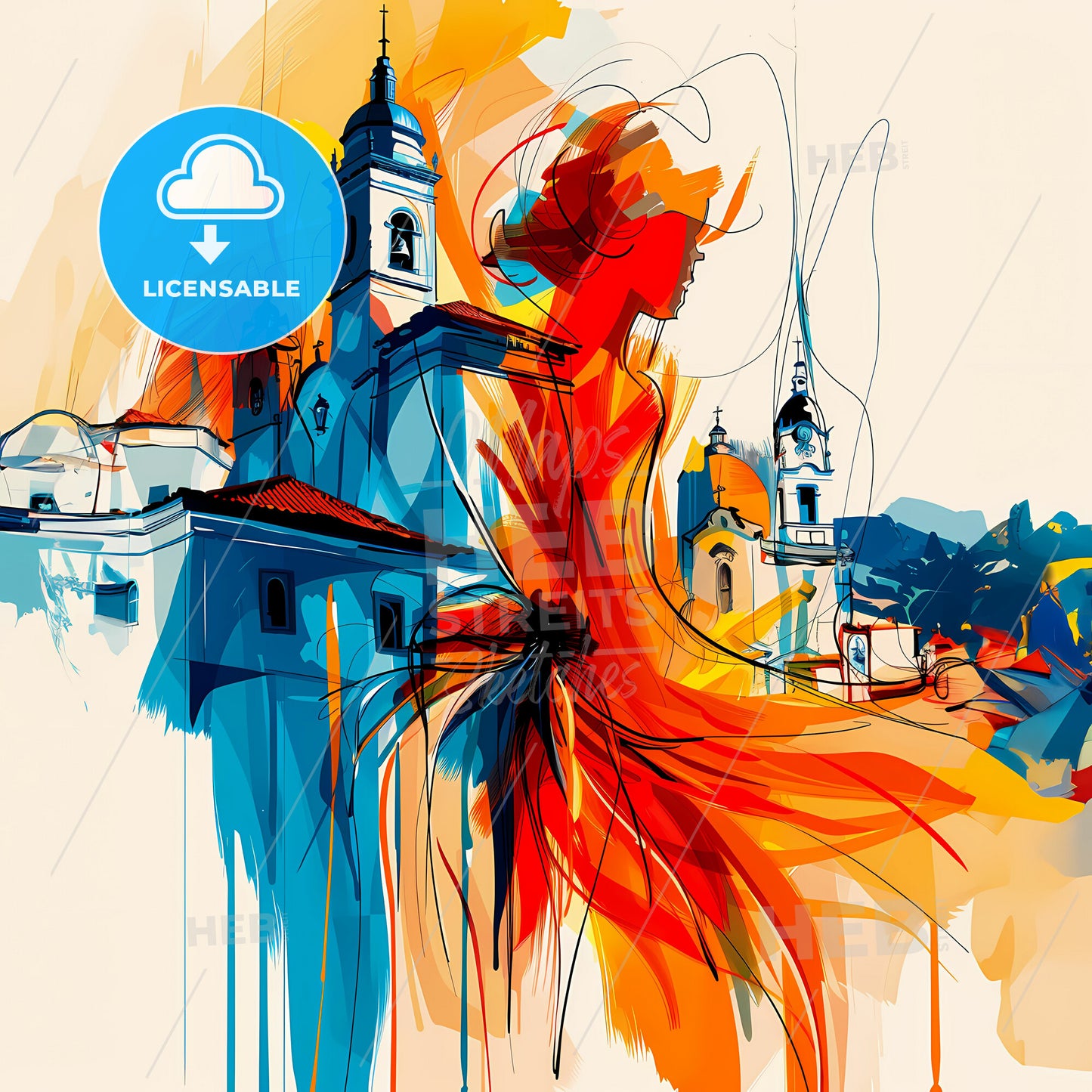 Vibrant Petropolis, Brazil - A Painting Of A Woman In A City