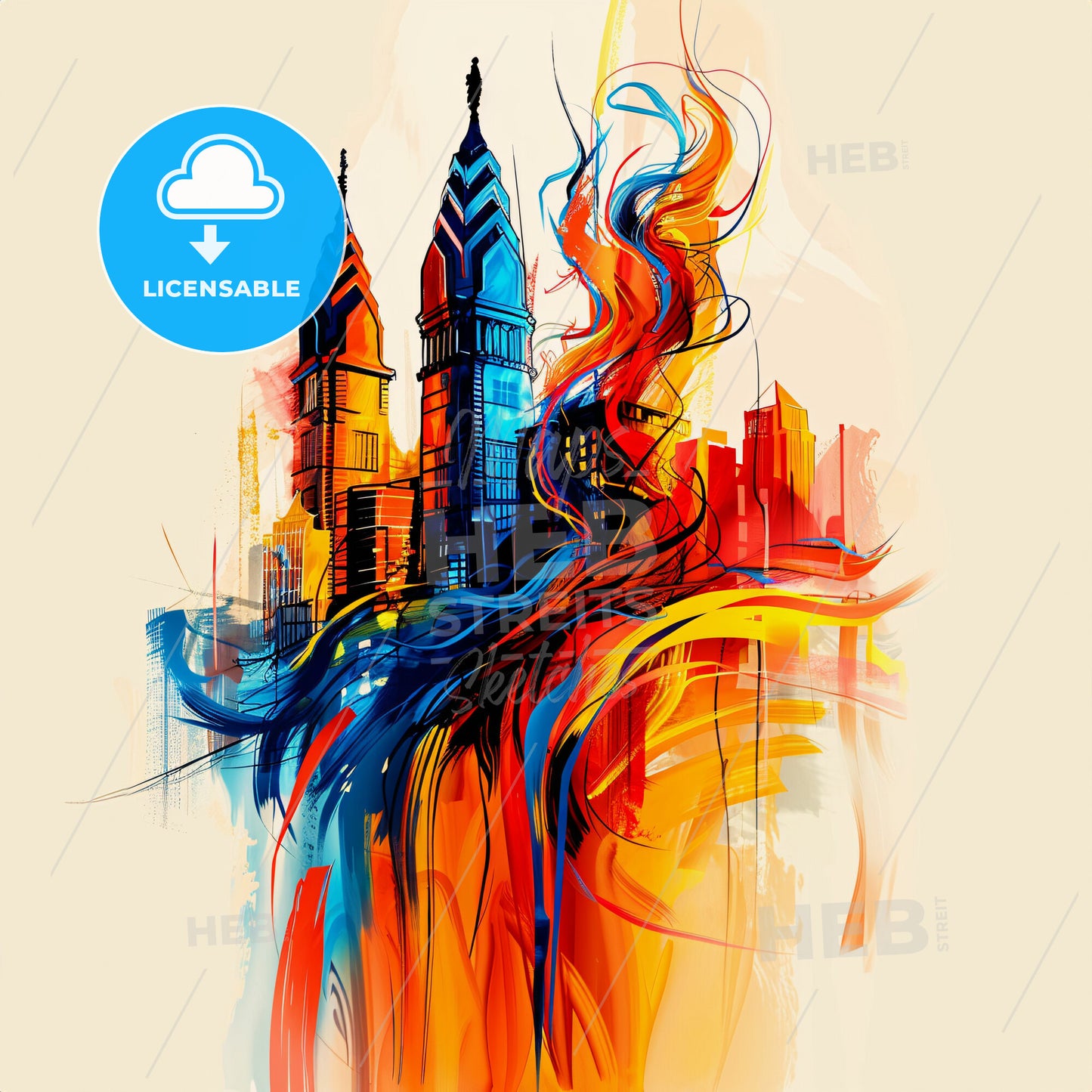 Vibrant Philadelphia, Pennsylvania - A Colorful Painting Of A City