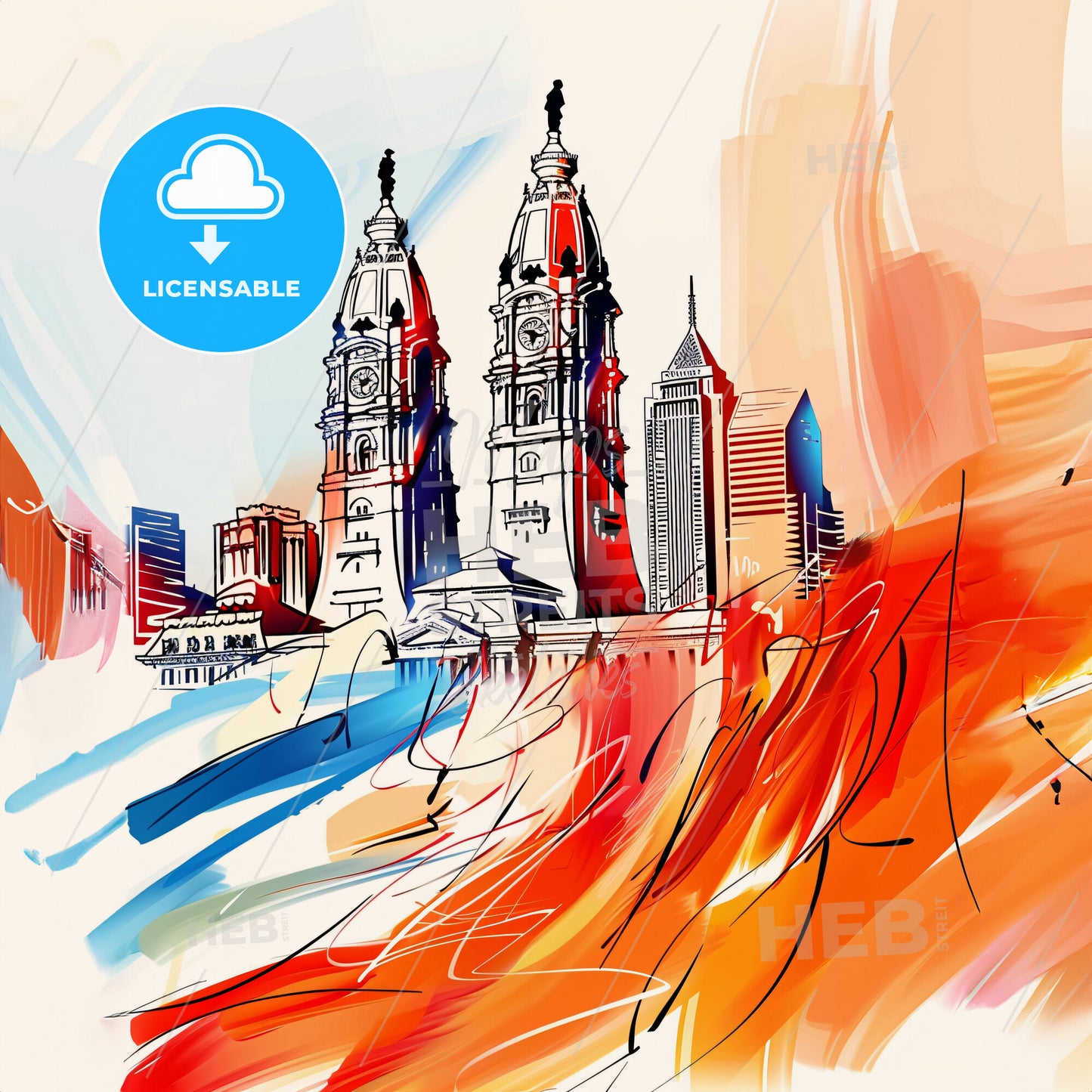 Vibrant Philadelphia, Pennsylvania - A Painting Of A City