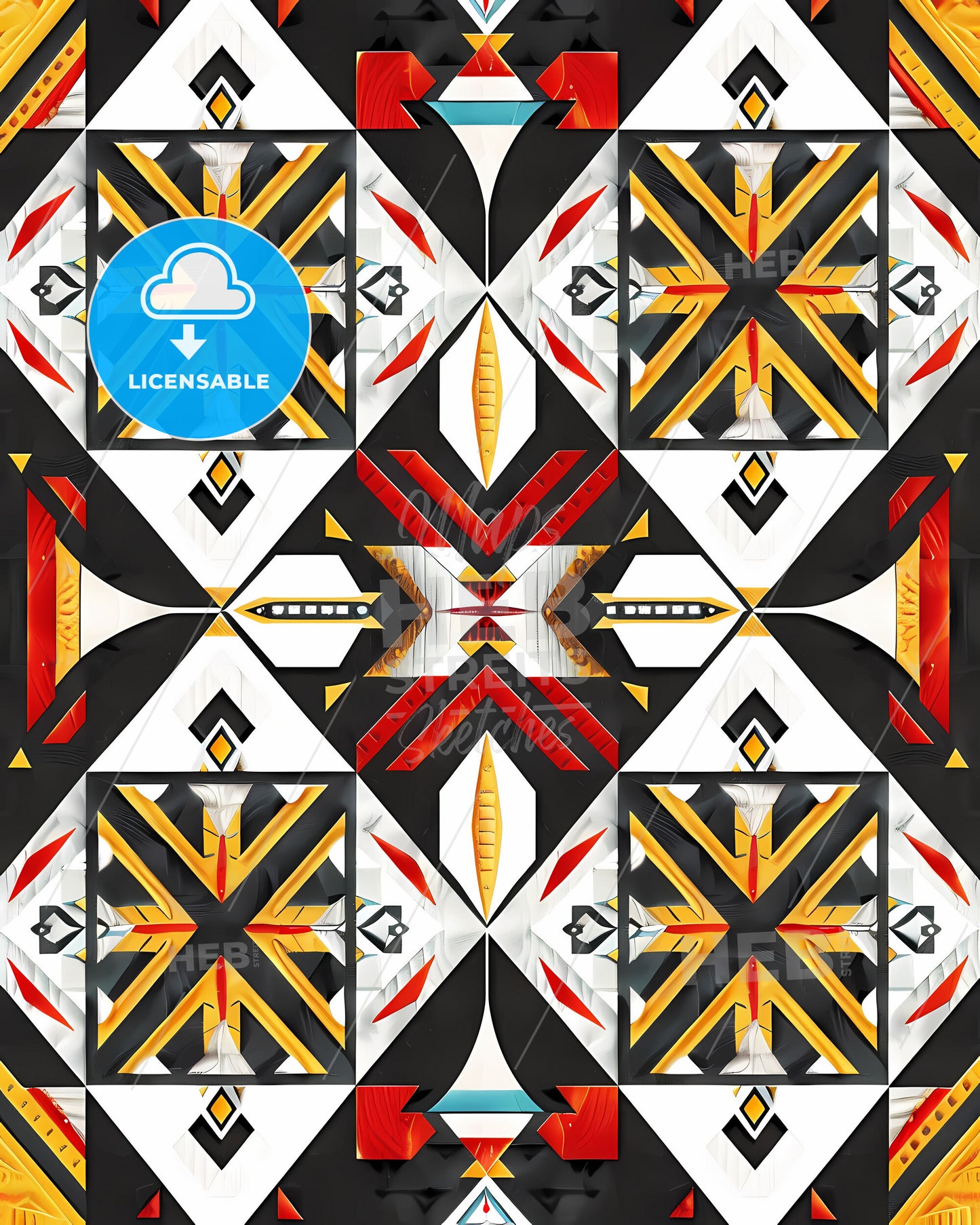 Vibrant Philippine Inabel Pattern Painting: Geometric Art from the Philippines