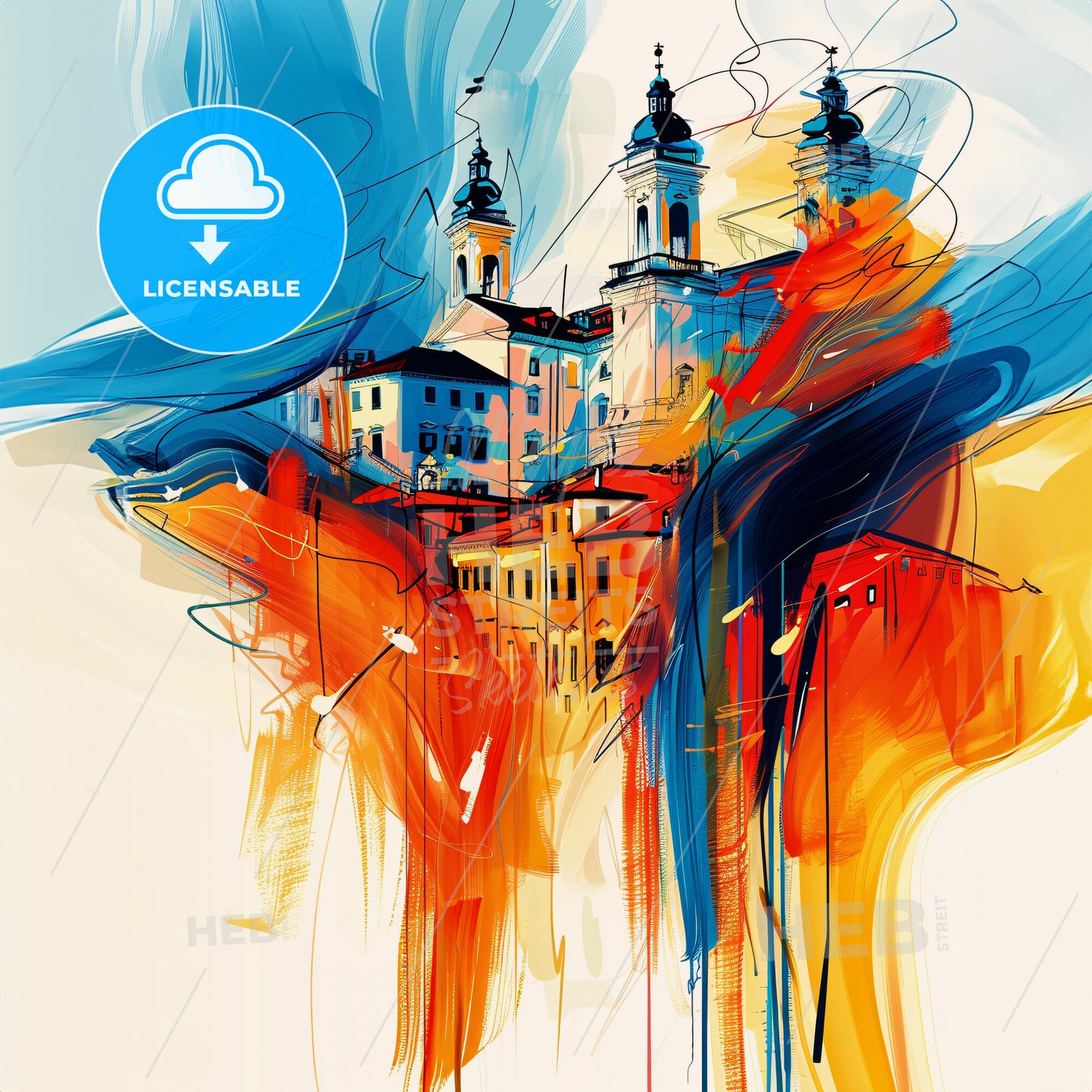 Vibrant Piacenza, Italy - A Painting Of A Building