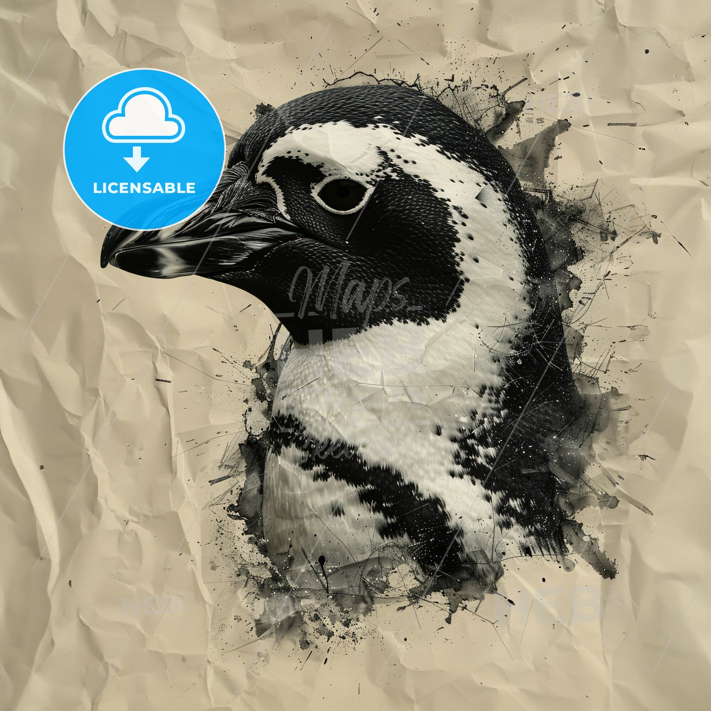 Picasso’s Period of Peculiar Penguins - A painting of a skyline with a colorful building