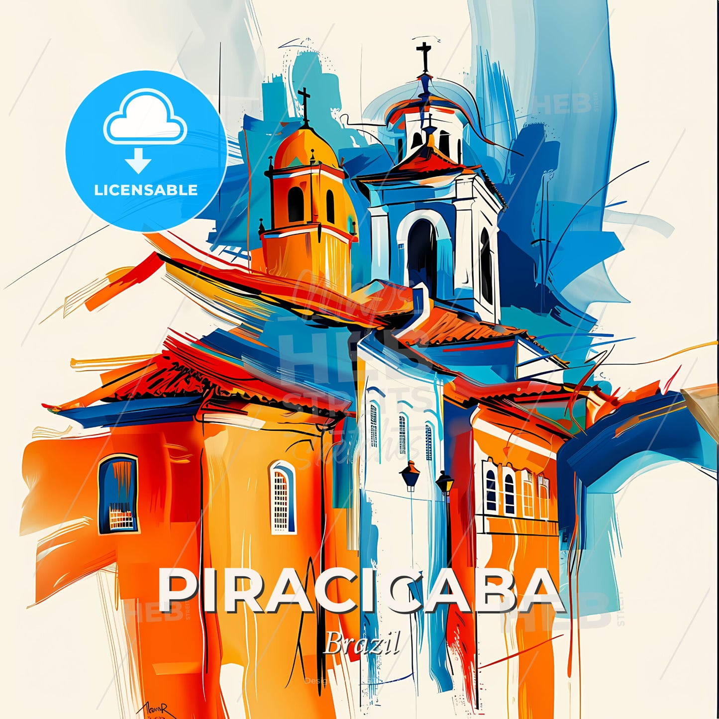 Vibrant Piracicaba, Brazil - A Painting Of A Building - Square format print template