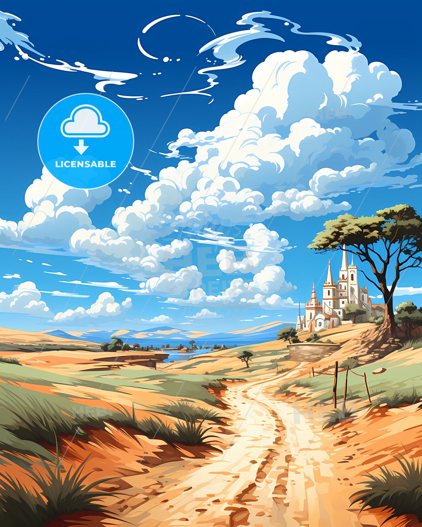 Piura Peru Cityscape Painting Landscape Highway Castle Road Painting Artistry Scenic