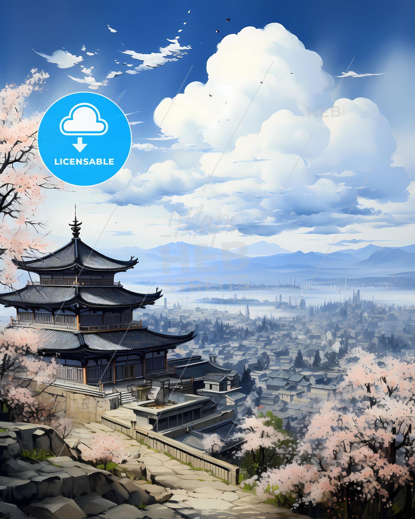 Vibrant Skyline Panorama of Pizhou City with Pagoda and Chinese Architecture