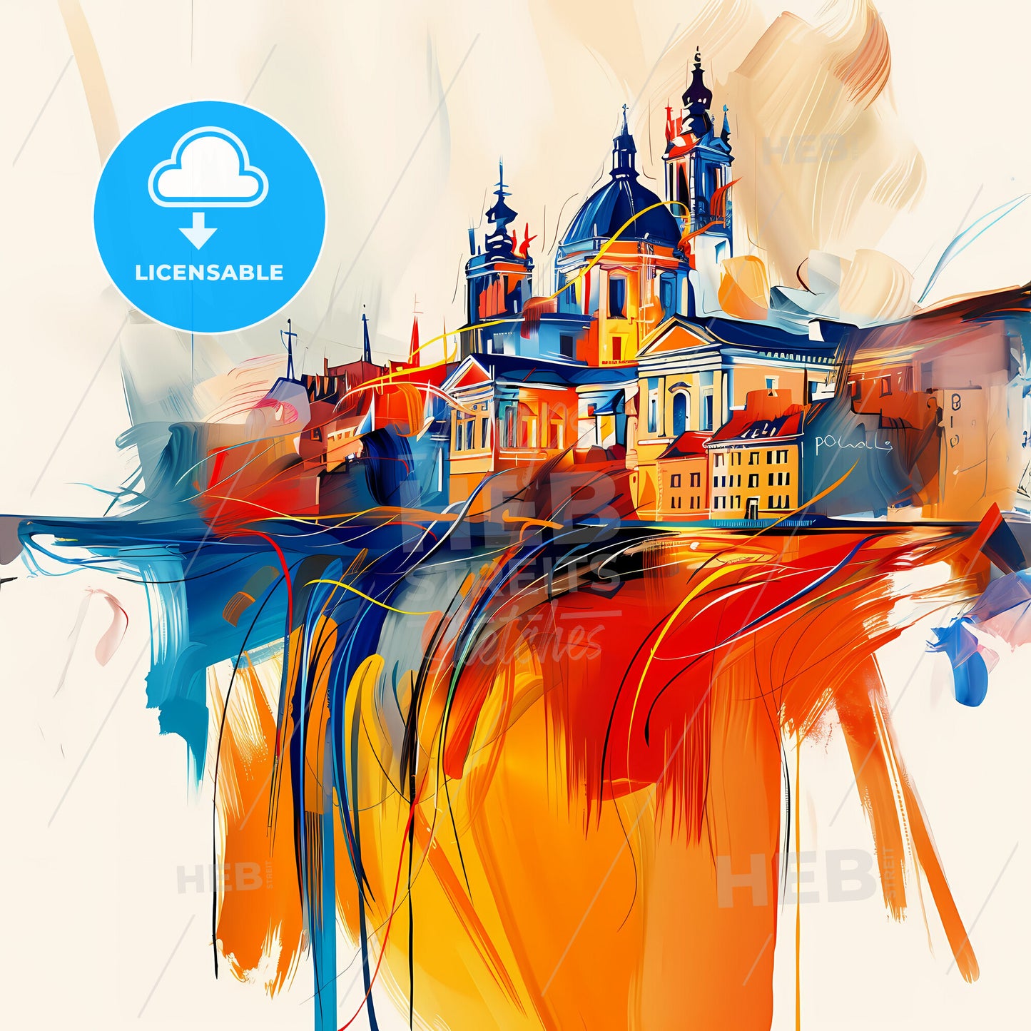 Vibrant Poitiers, France - A Painting Of A Building