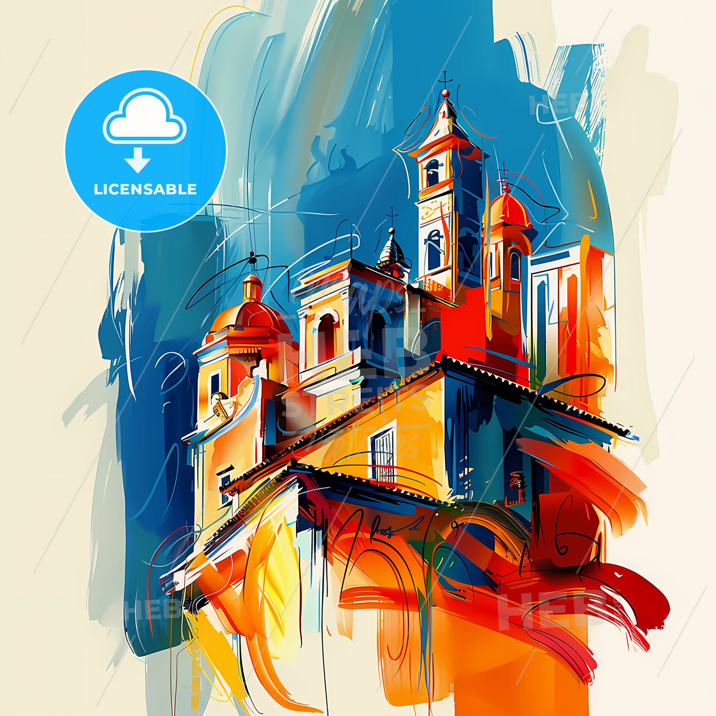 Vibrant Pompano Beach, Florida - A Painting Of A Building