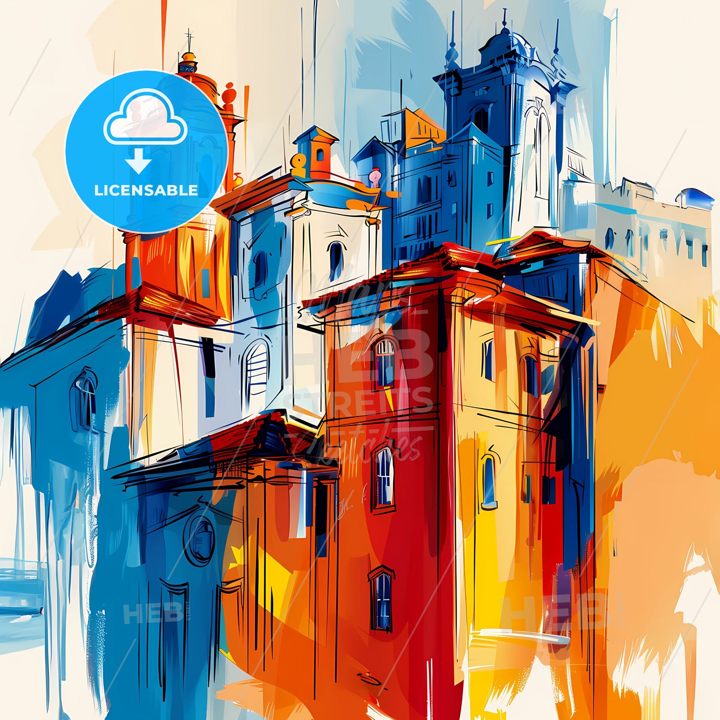 Vibrant Porto Alegre, Brazil - A Painting Of A Building