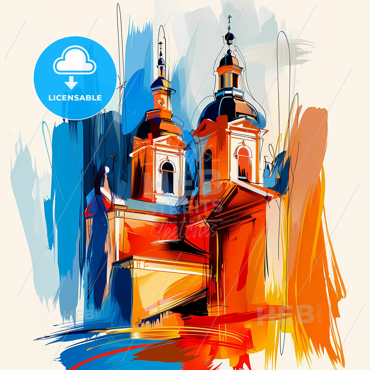 Vibrant Porto Alegre, Brazil - A Painting Of A Building