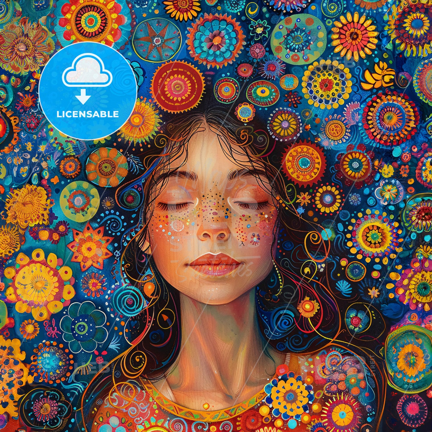 A Woman With Flowers On Her Head