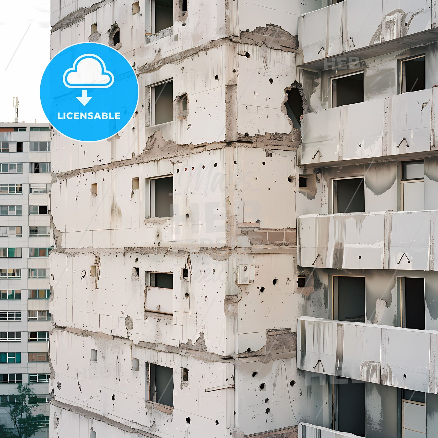 Soviet Architectural Ampir Detail Painting, White Beige Grey Holes, Artistic Historic Retro Vintage Art