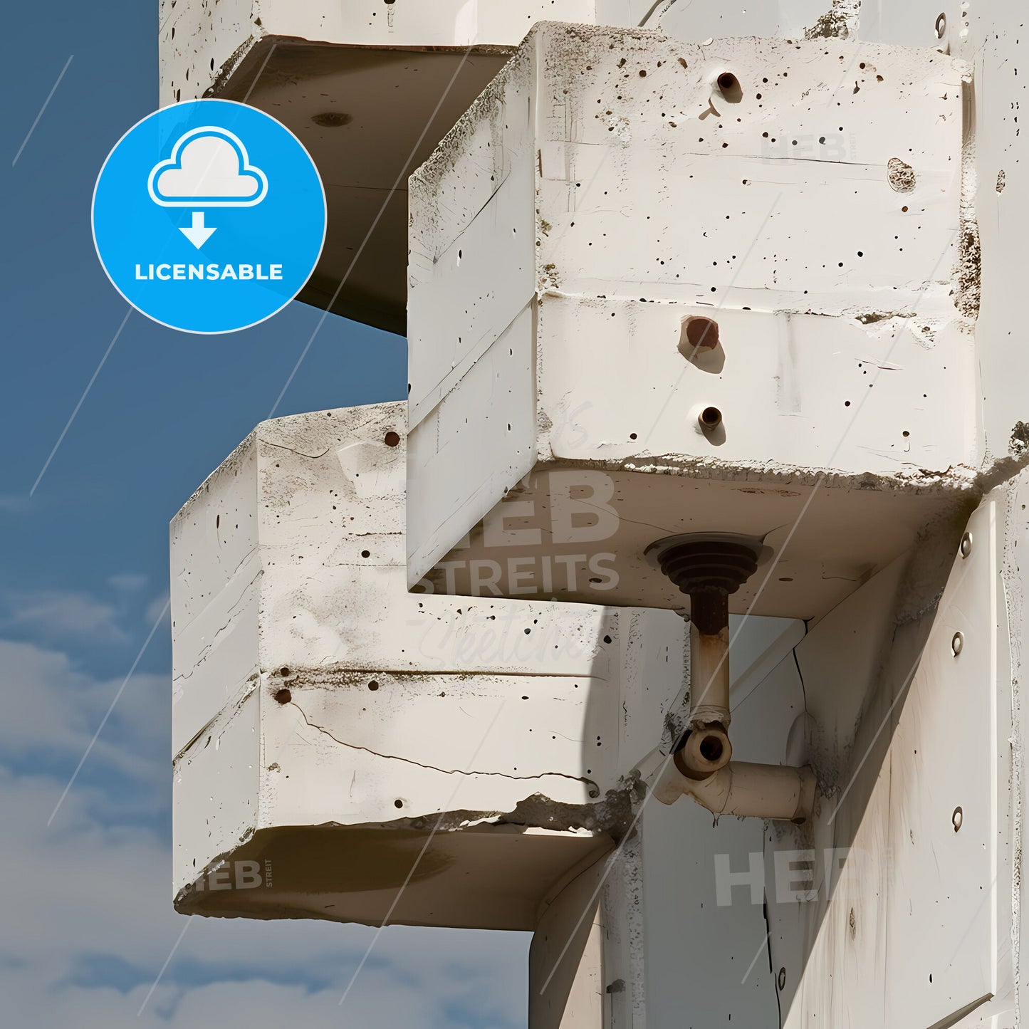 Soviet Ampir Architectural Detail, Concrete Block, Holes, White, Beige, Monumental, Hole In The Wall, Painting, Art, Monumental Painting