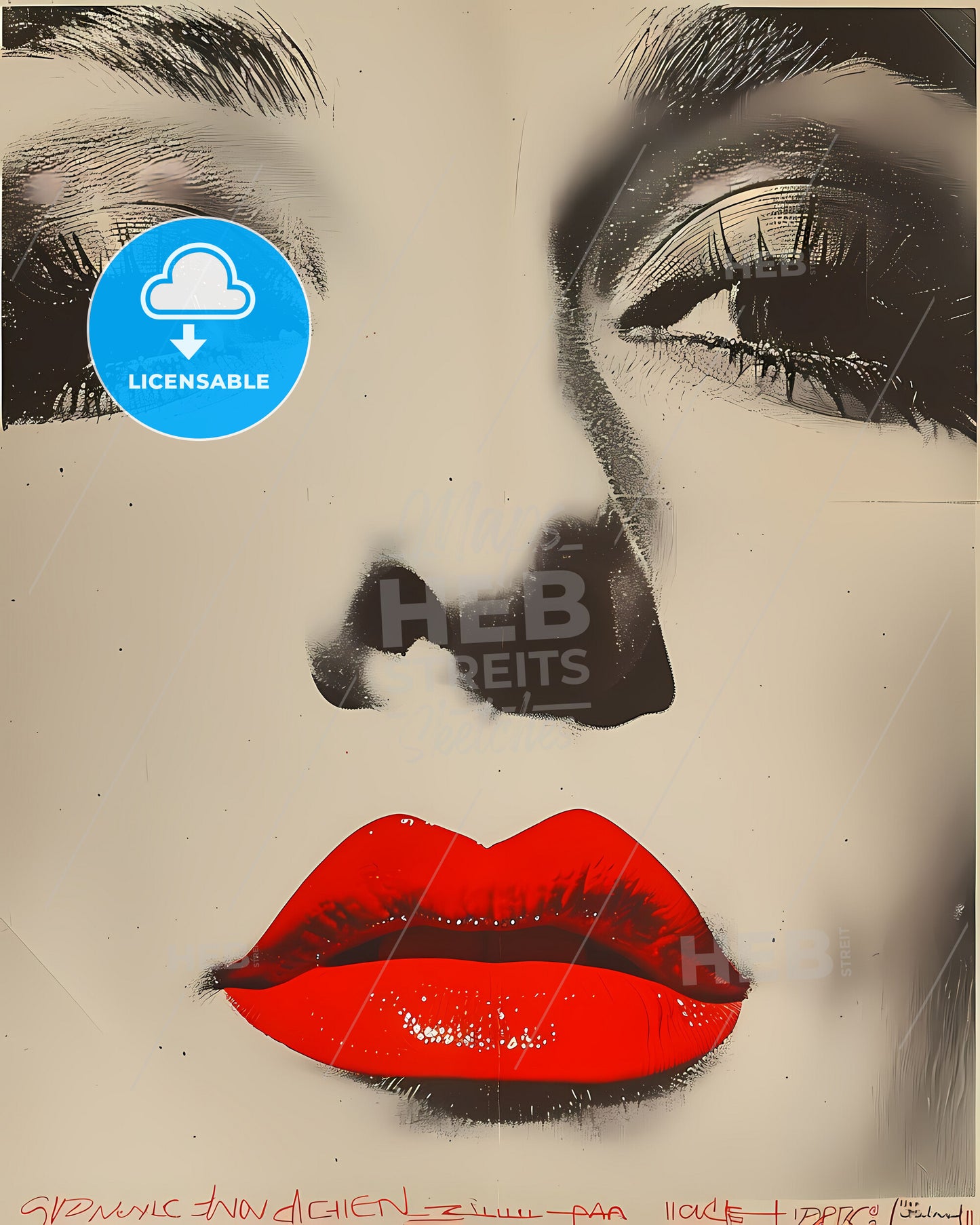 Vibrant painting of a woman with red lipstick, highlighting social divide and artistic expression