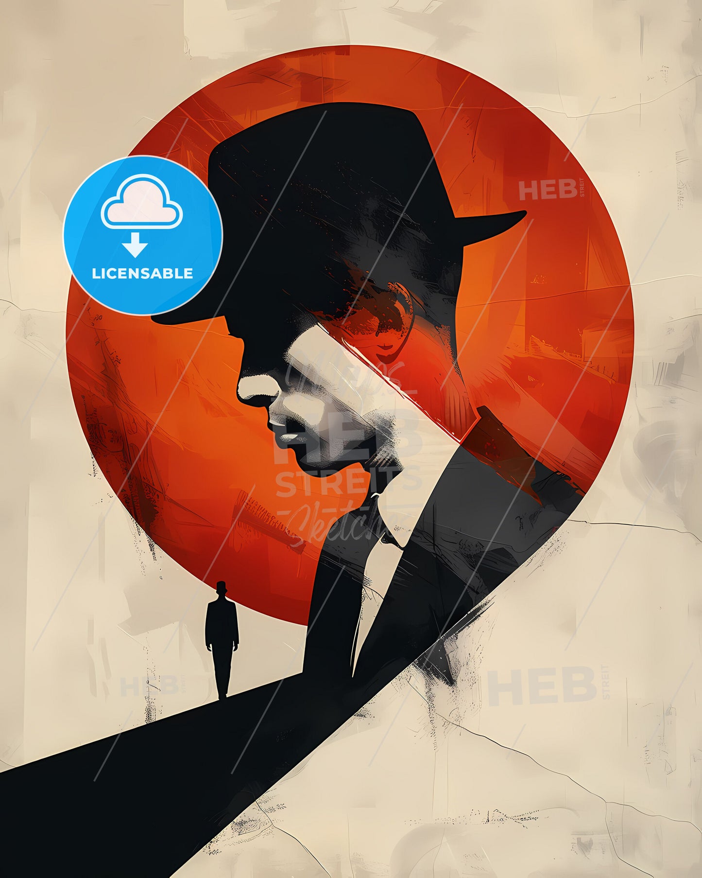 Bauhaus Minimalist Modernist Painting Poster - Vibrant Abstract Art Man in Hat