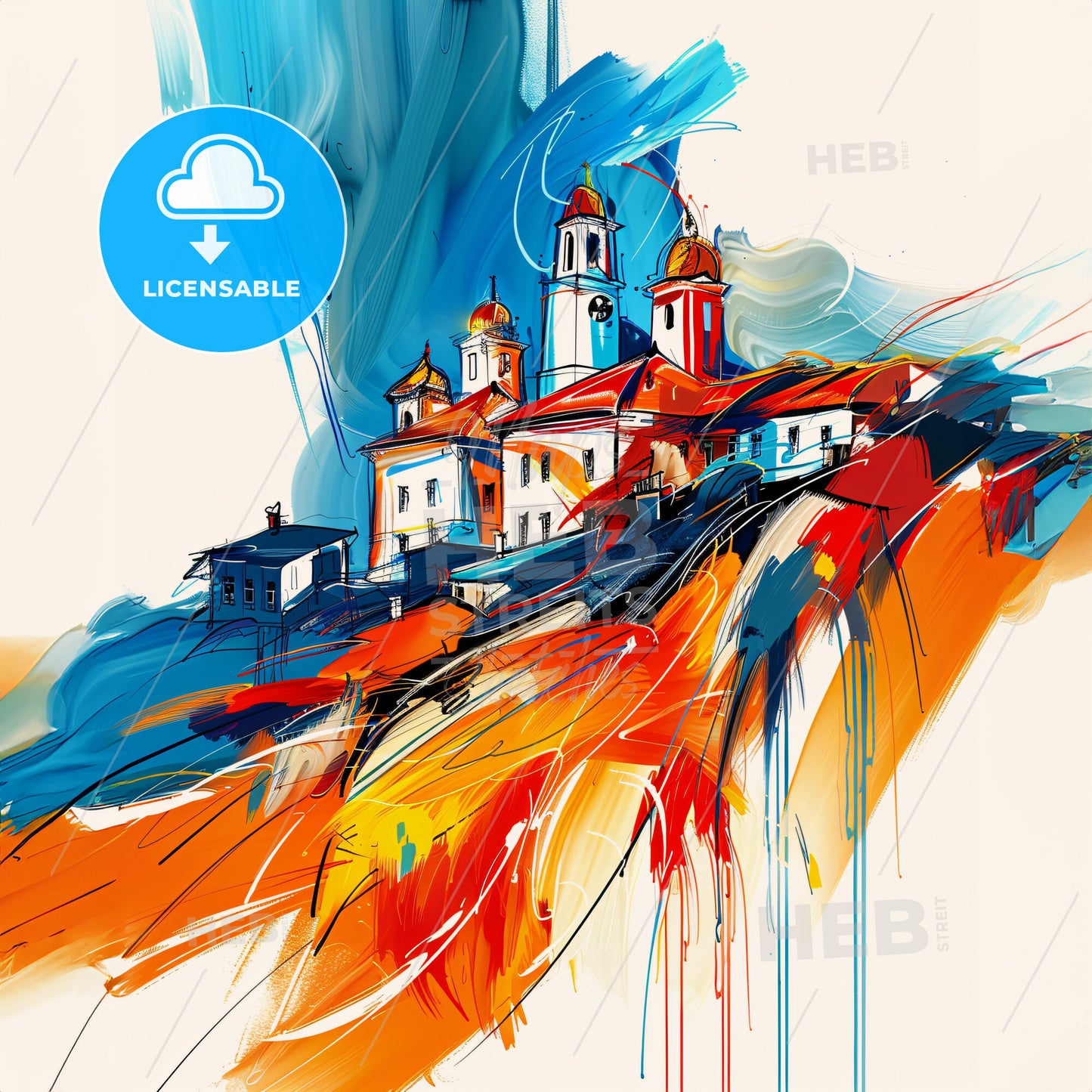 Vibrant Prishtinë, Kosovo - A Painting Of A Building