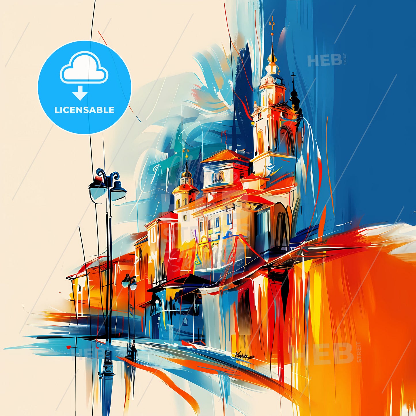 Vibrant Prishtinë, Kosovo - A Painting Of A Building