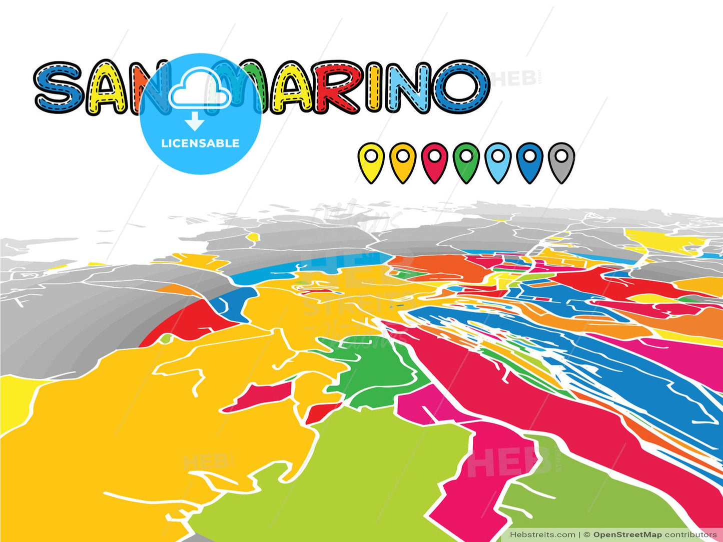 San Marino downtown map in perspective