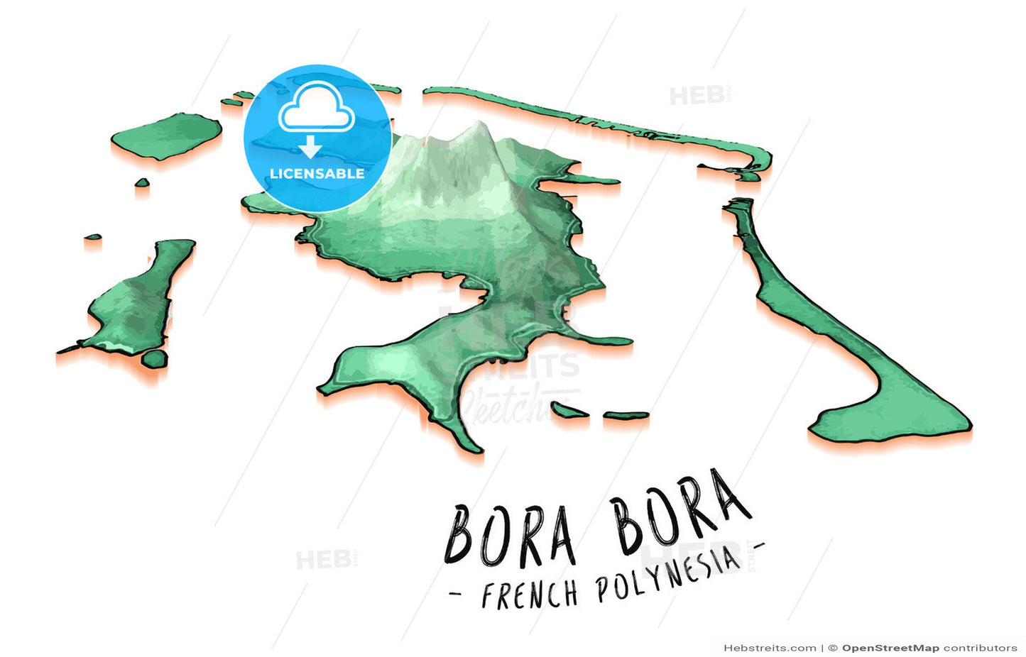 Map Concept of Bora Bora