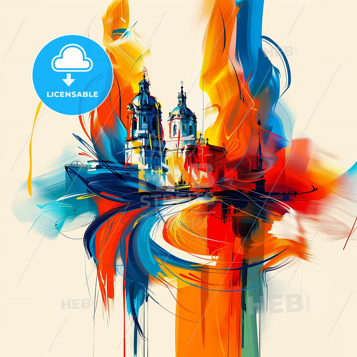 Vibrant Puebla, Mexico - A Painting Of A Building With Colorful Paint