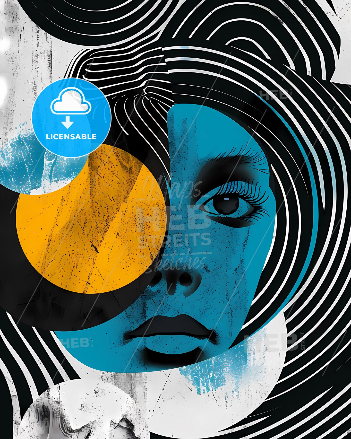 Dynamic Art Collage: Vibrant Design with Geometric Patterns, Swirls & Contemporary Flair. Inspiring Urban Magazine Style. Ideal for Ads!