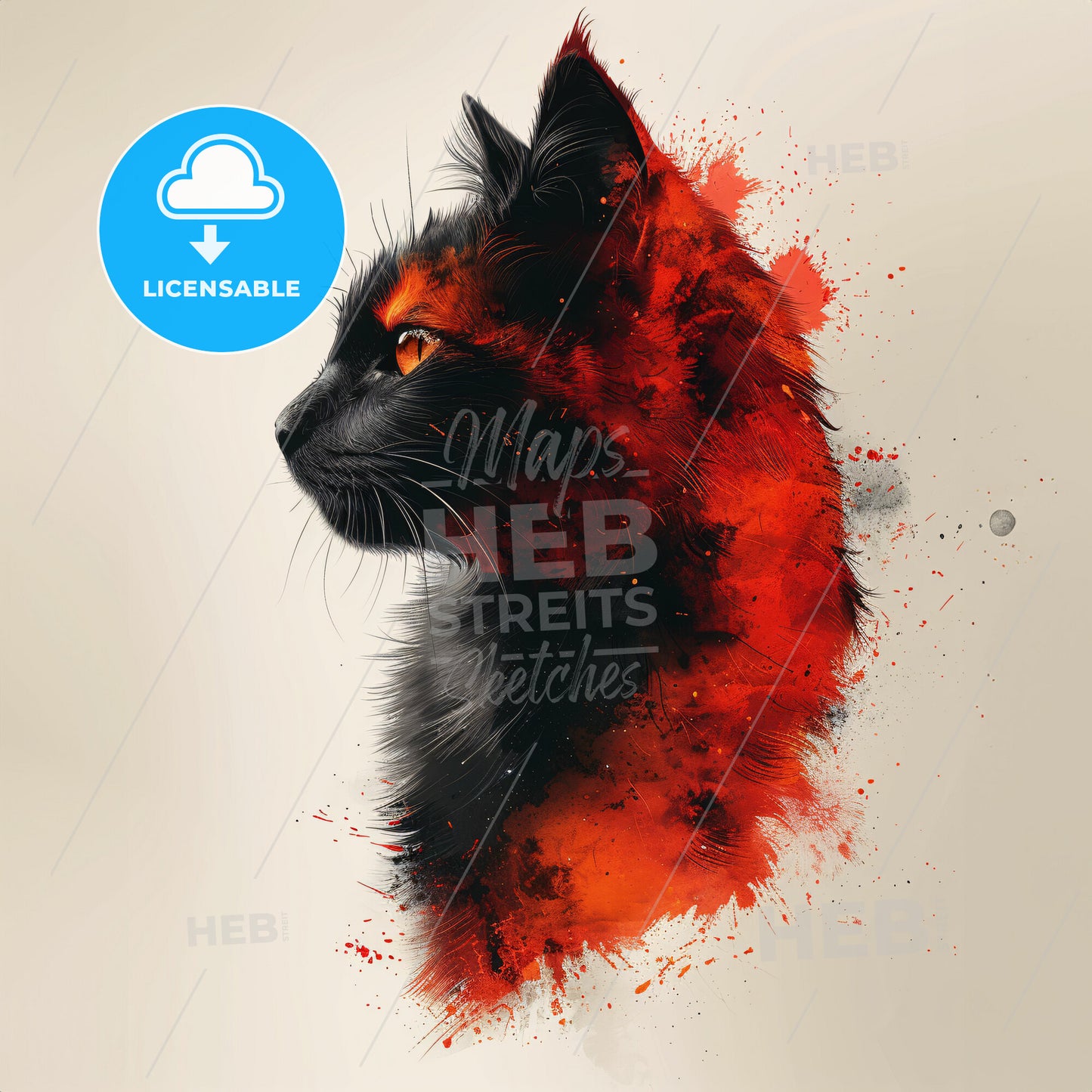 Purrfect Harmony: The Cat’s Meow - A black cat with orange eyes